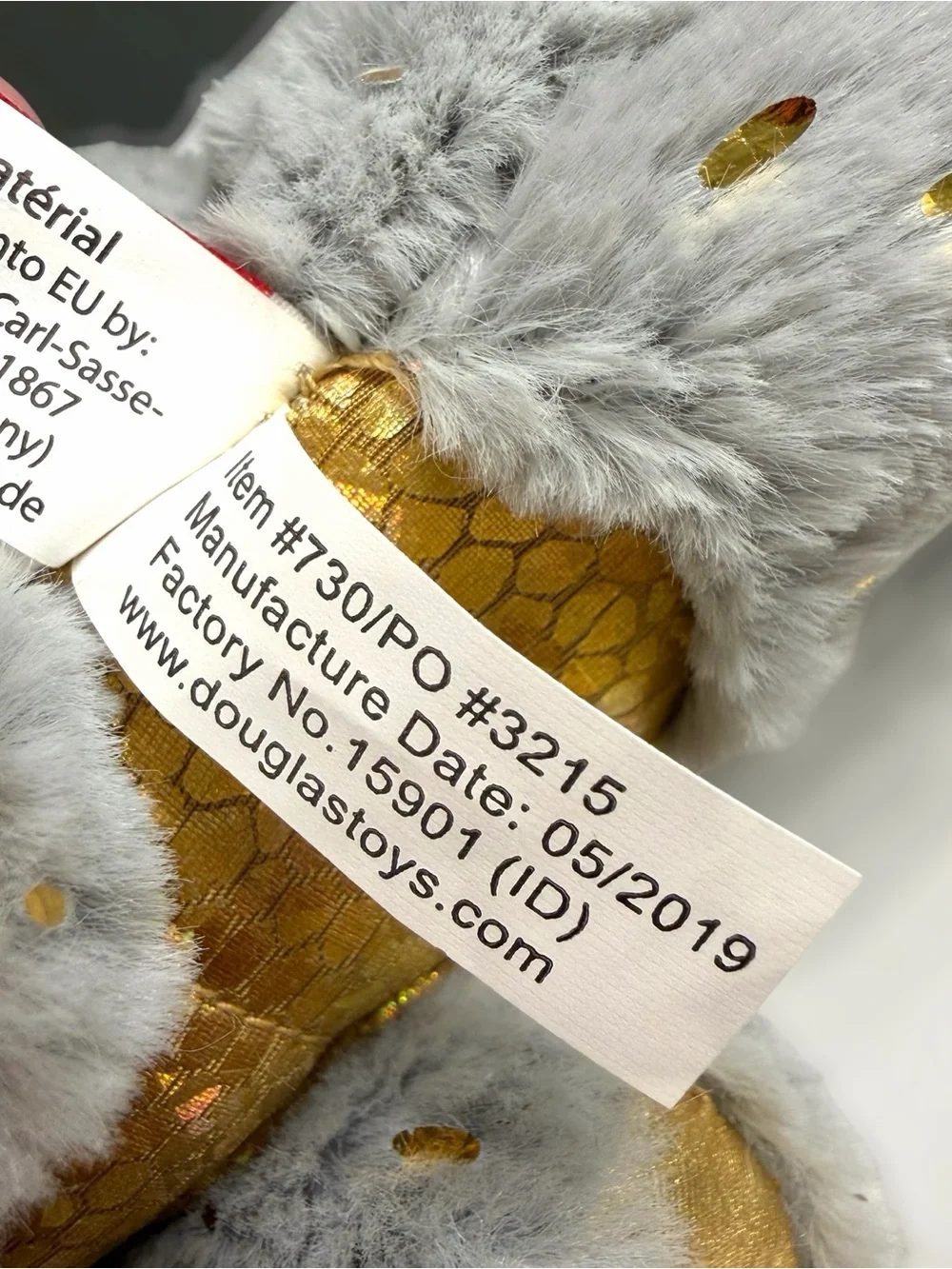 Douglas Midas Gold Fleck Dragon Plush 22” Gray Gold Fantasy Stuffed Animal